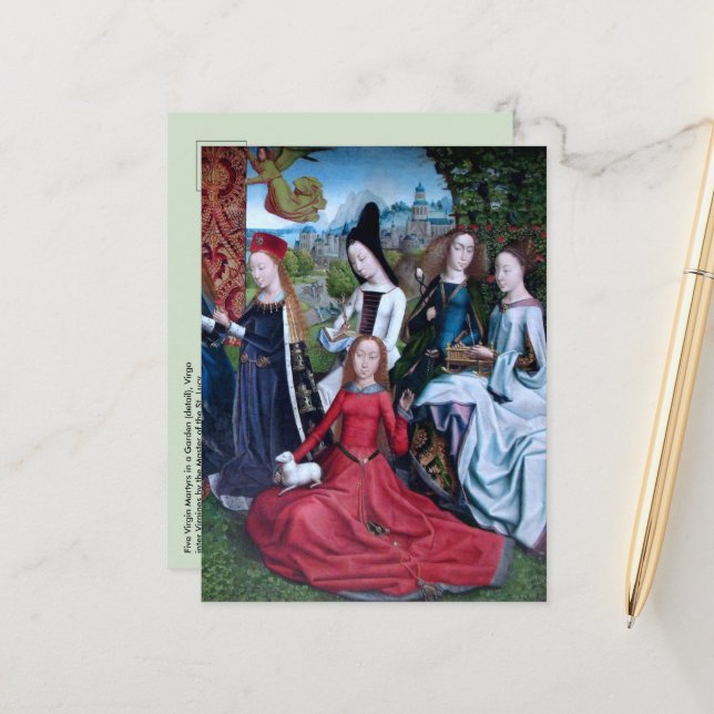 5 Jungfrauen Märtyrer in einem Garten (rechte Hälf Postkarte (Vorderseite/Rückseite Beispiel)