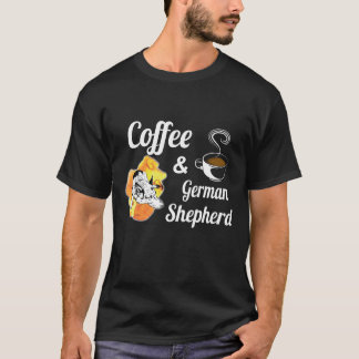 5 Kaffee und Deutscher Schäferhund T-Shirt