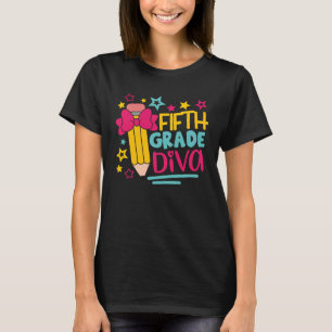 5. Klasse Diva Girls Niedlich Bow Student & Teach T-Shirt
