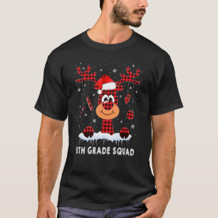 5. Klasse Squad Kariert Rentier Weihnachtsmannmütz T-Shirt