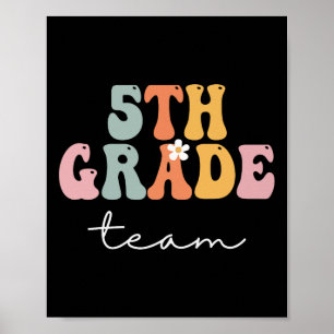 5. Klasse Team Retro Groovy Frauen glücklicher Ers Poster