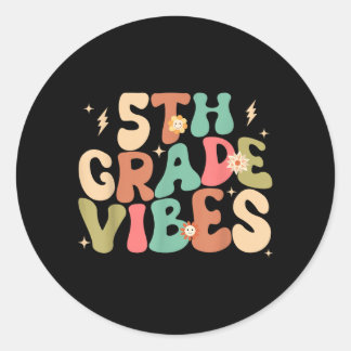 5. Klasse Vibes Groovy Zurück zur Schule Runder Aufkleber