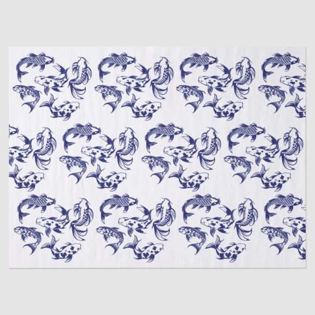 5 Koi Fish Karp DIY Farben Blau Seidenpapier (Vorderseite)
