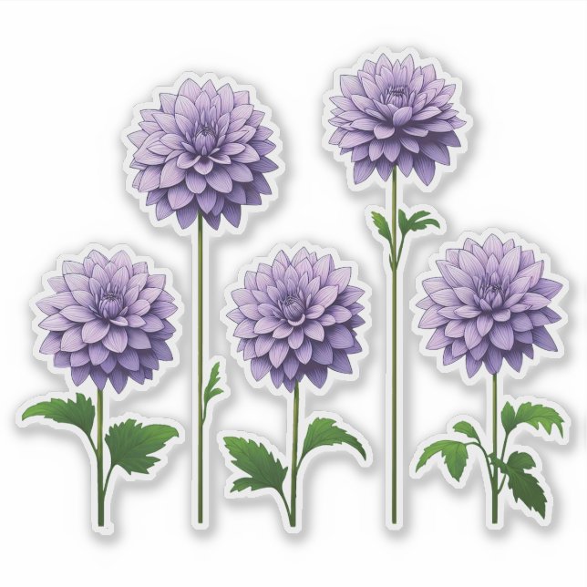 5 Lavendel-Dahlie (hell) Aufkleber (Vorderseite)