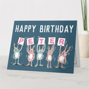 5 Letter Name Happy Birthday Rabbits Karte