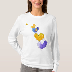 5 Lieben Herzturm Lila Yel Blue T-Shirt