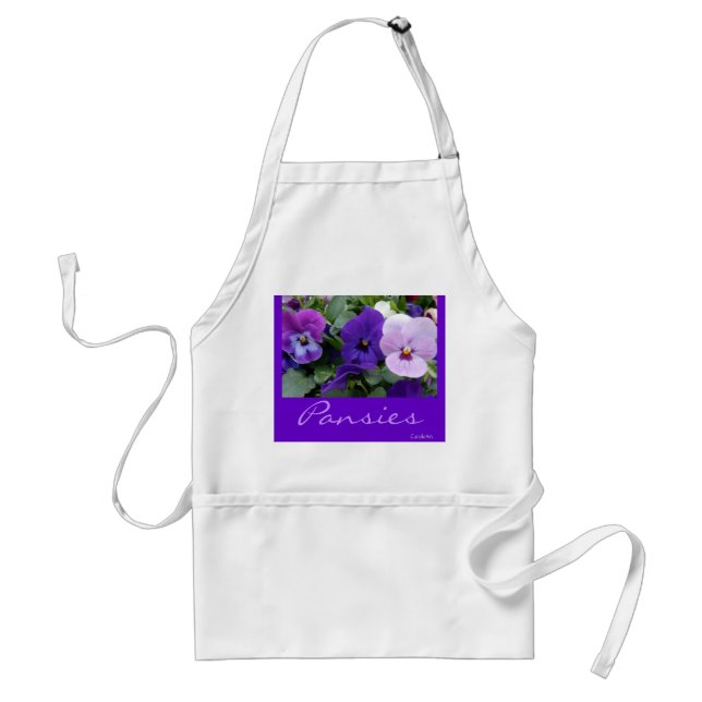 5 lila Lavendel-Blau-Stiefmütterchen Schürze (Vorne)