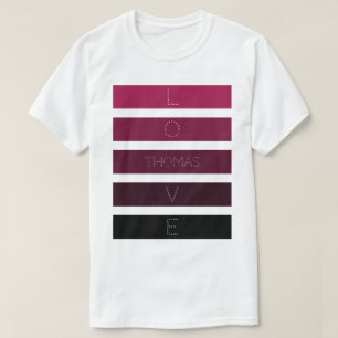 5 Lila schwarze Streifen Name Personalisiert T-Shirt