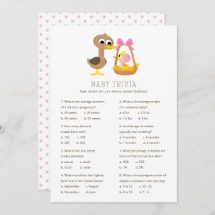 5 Little Ducks Baby Trivia   Girl Baby Shower Einladung