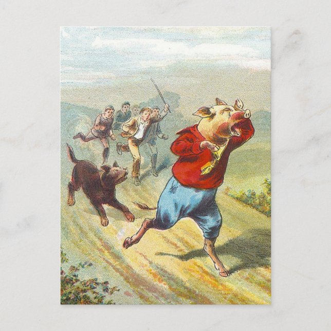 5 Little Pigs: It Cried Wee Postkarte (Vorderseite)