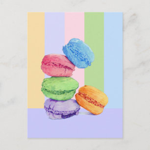 5 Macarons Streifen Postkarte