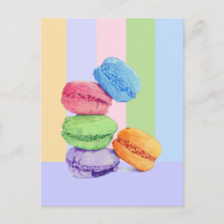 5 Macarons Streifen Postkarte