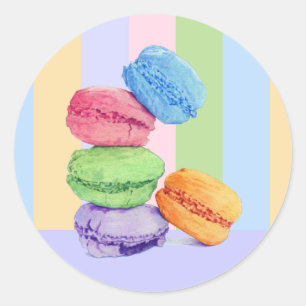 5 Macarons streifen Sticker