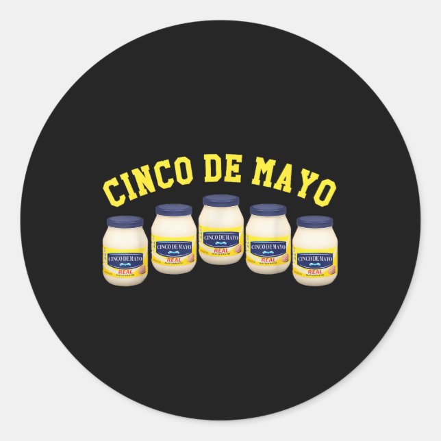 5 Mayonnaise Jars Funny Cinco De Mayo Runder Aufkleber (Vorderseite)