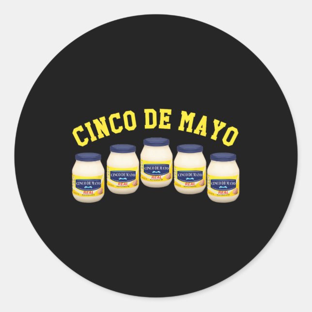 5 Mayonnaise Jars Funny Cinco De Mayo Runder Aufkleber (Vorderseite)