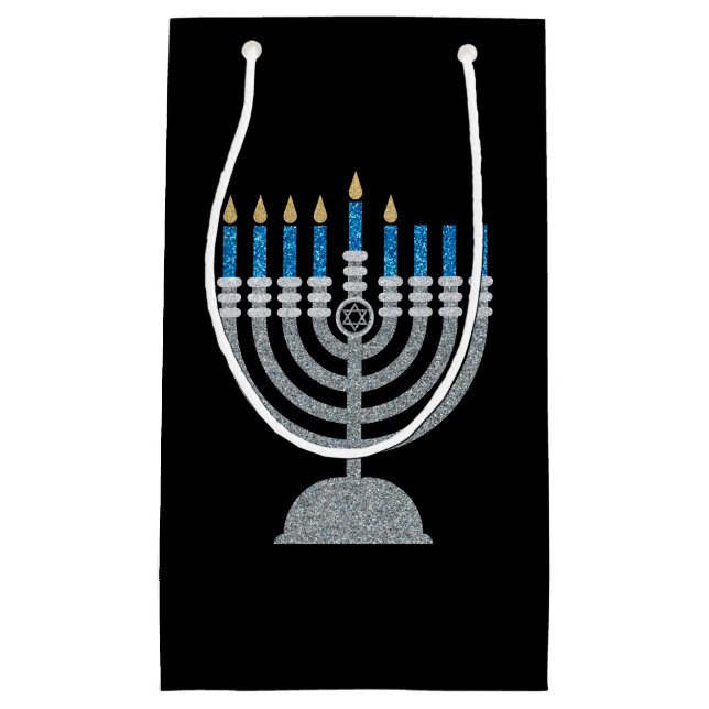 5. Nacht Hanukkah Glitzer Kleine Geschenktasche Kleine Geschenktüte (Vorderseite)