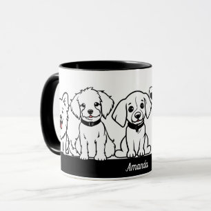 5 Niedliche Hunde Personalisierter Name Tasse