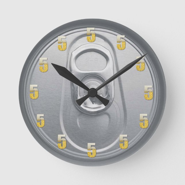5 O'Clock Beer Round Clock Runde Wanduhr (Vorderseite)
