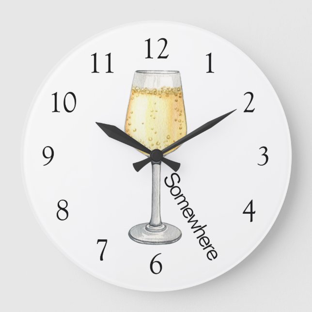 5 O'Clock Irgendwo Champagne Große Wanduhr (Vorderseite)