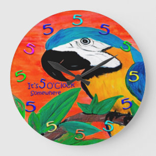 5 oclock parrot wall clock große wanduhr