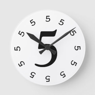 5 o'clock Simple Wall Clock 2 Runde Wanduhr