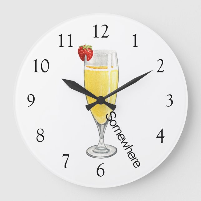 5 O'Clock Somewhere Mimosa Große Wanduhr (Vorderseite)