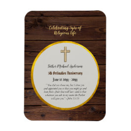 5. Ordination Jubiläum Priester Holz Gold Magnet