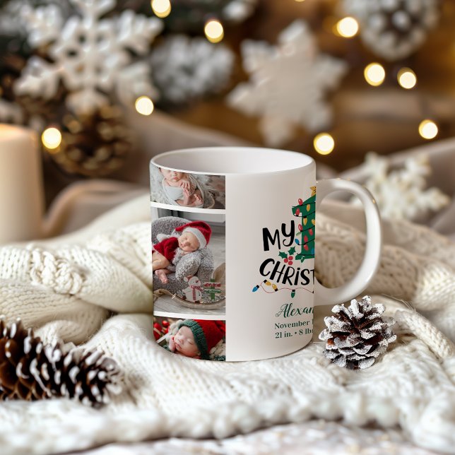 5 Photo Christmas Tree Lights First Christmas Kaffeetasse (Von Creator hochgeladen)