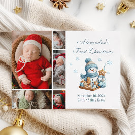 5 Photo First Christmas Birth Announcement  Feiertagskarte