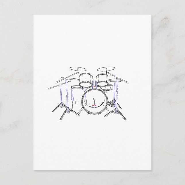 5-Piece-Drum-Kit: Zeichnend Marker: Postkarte (Vorderseite)