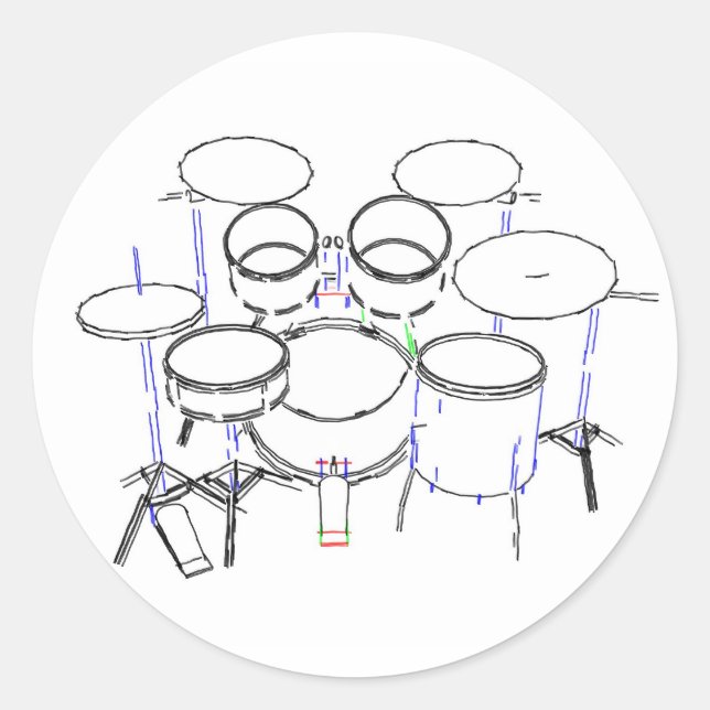 5-Piece-Drum-Kit: Zeichnend Marker: Runder Aufkleber (Vorderseite)
