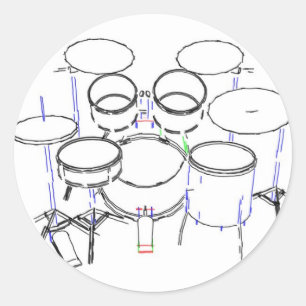 5-Piece-Drum-Kit: Zeichnend Marker: Runder Aufkleber