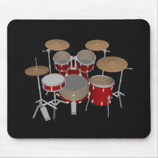 5 Piece Drum Set - Red Drums - Black Mousepad