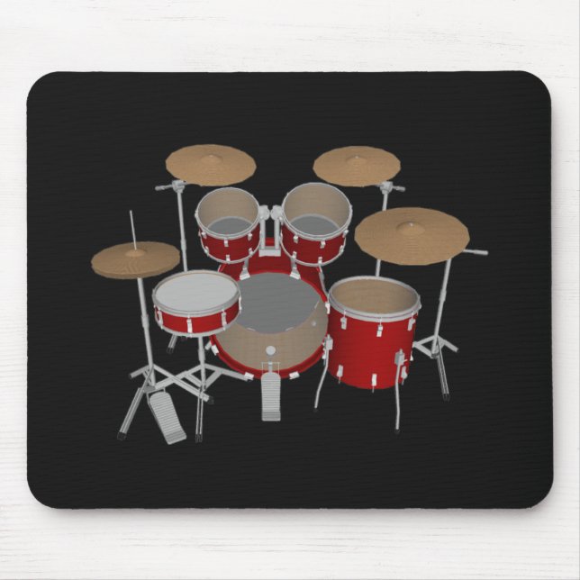 5 Piece Drum Set - Red Drums - Black Mousepad (Vorne)