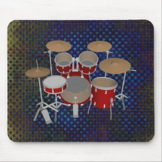 5 Piece Drum Set - Red Drums - Mousepad