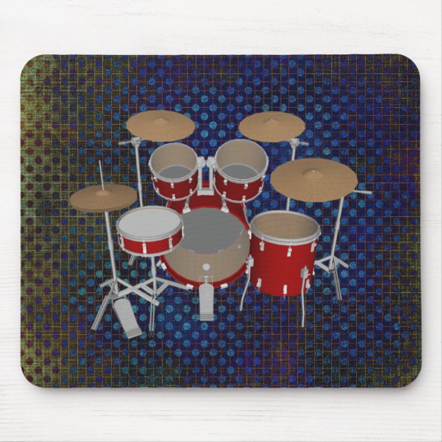 5 Piece Drum Set - Red Drums - Mousepad (Vorne)