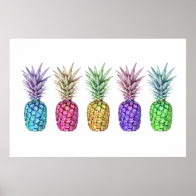 5 Pop Art Ananas Print Poster (Vorne)