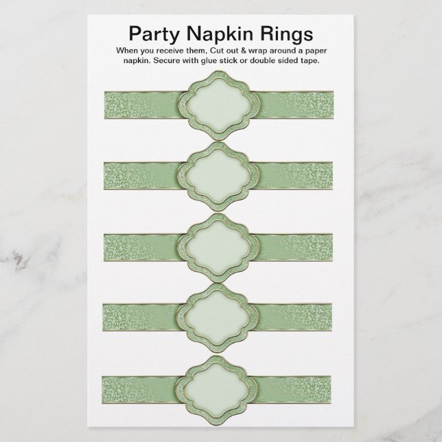 5 pro Blatt Grünbuch Napkin Rings (Vorne)
