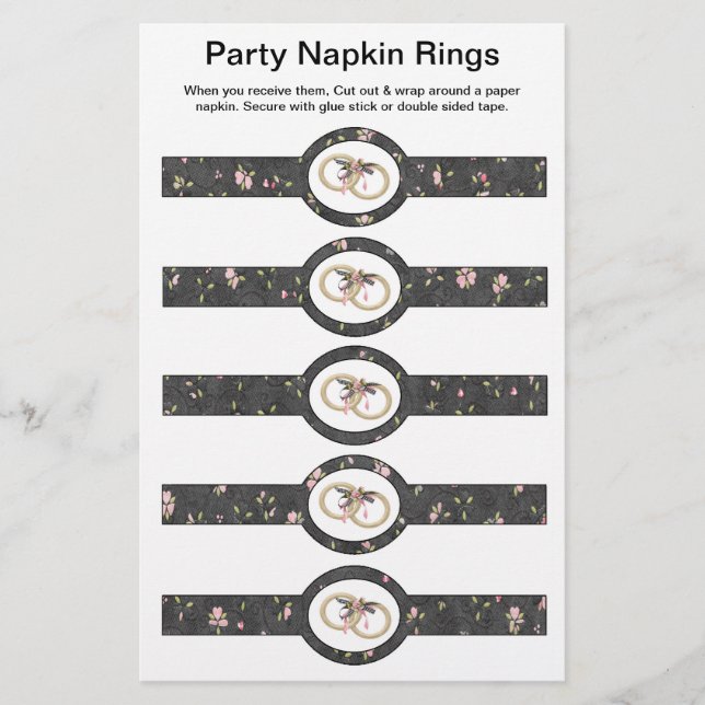 5 pro Blatt Hochzeitspapier Napkin Rings (Vorne)