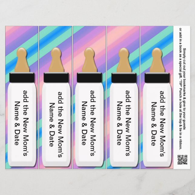 5 pro Blatt Lesezeichen Favoriten für Baby Showers (Vorne)