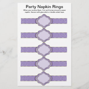 5 pro Blatt Lila Flachbandpapier Napkin Rings