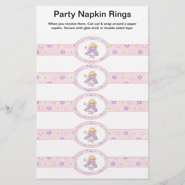 5 pro Blatt Princess Paper Napkin Rings (Vorne)