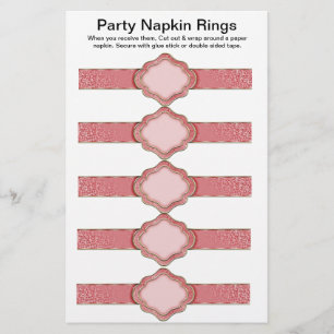 5 pro Blatt rosa Flachpapier Napkin Rings