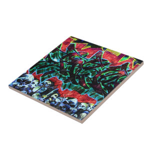 5 Punkte New York Skulls Graffiti Fliese