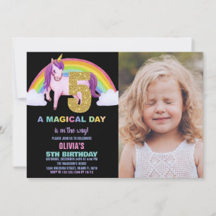 5. Rainbow Unicorn Geburtstag Einladungen Foto