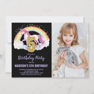 5. Rainbow Unicorn Geburtstag Einladungen Foto