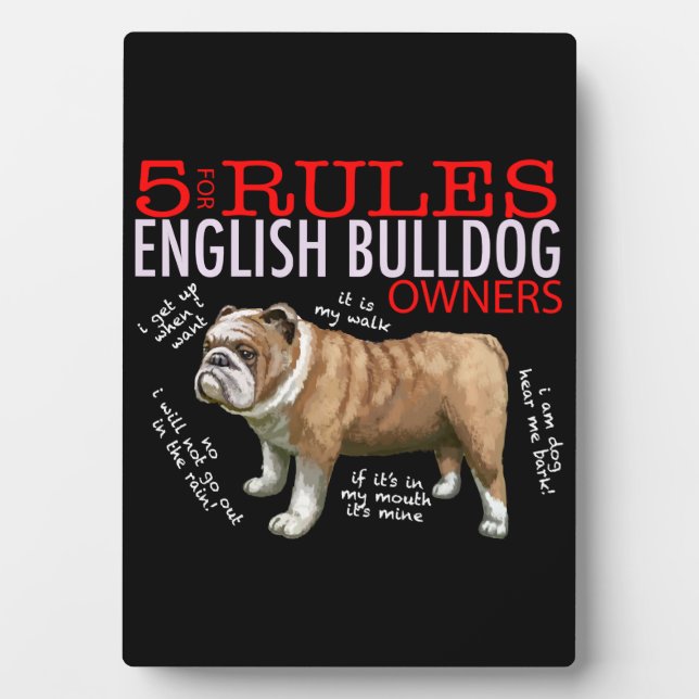 5 Regeln für die Bulldogge-Besitzer Bulldog-Vater- Fotoplatte (Vorderseite)