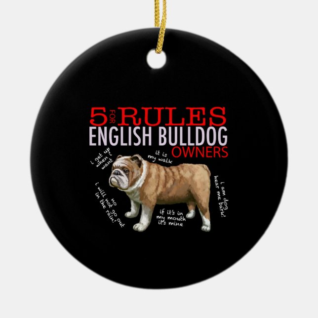 5 Regeln für die Bulldogge-Besitzer Bulldog-Vater- Keramik Ornament (Vorne)