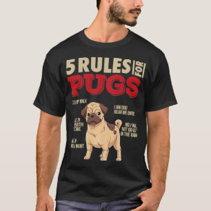 5 Regeln für Möpsen I Funny Mops Hundebesitzer Red T-Shirt