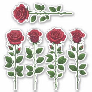 5 Rosen (hell) Aufkleber